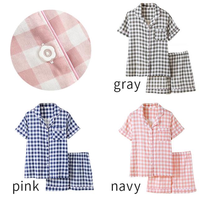 【送料無料】 綿100％ 快適半袖半ズボンチェックパジャマ