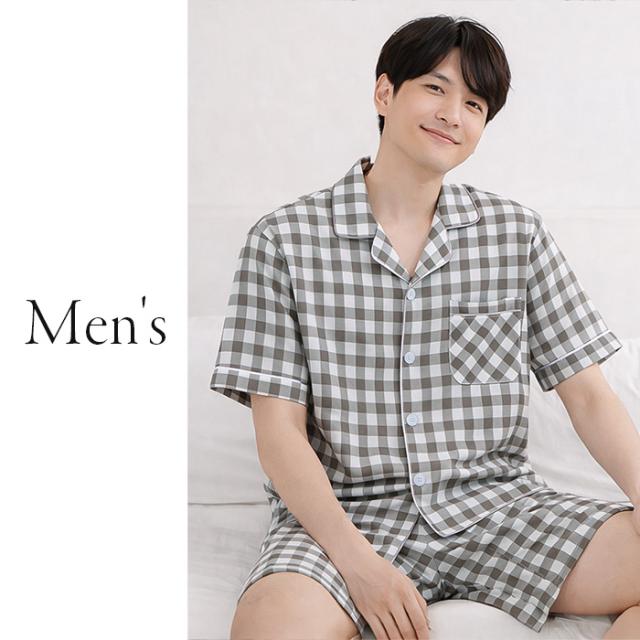 【送料無料】 綿100％ 快適半袖半ズボンチェックパジャマ
