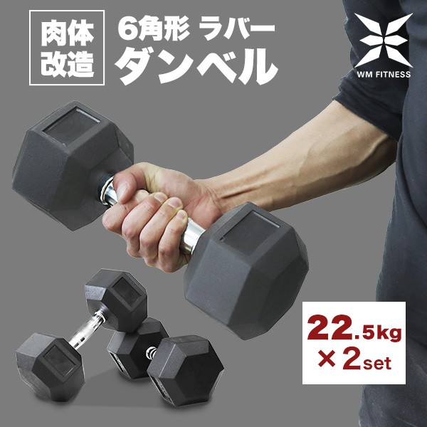 ダンベル 22.5kg 2個セット トレーニング 鉄アレイ ラバー 筋トレ 家