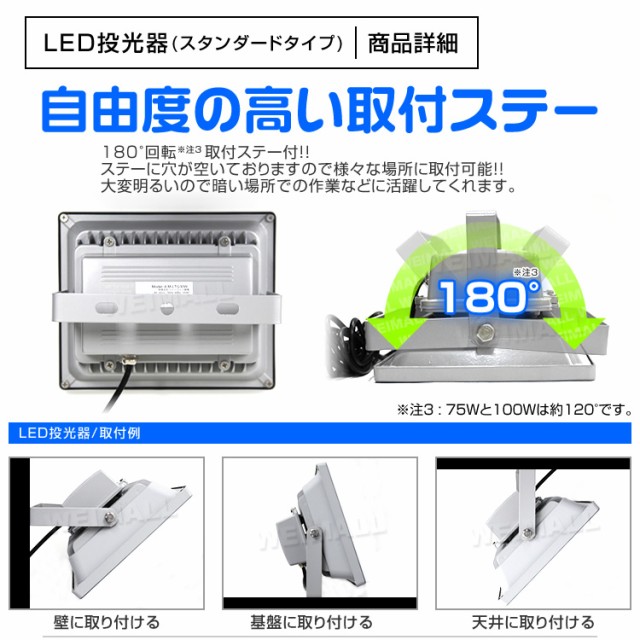 大人気新品 LED 投光器 150W ハイパワー LED投光器 電球色 3000K 広角130度 防水加工 3mコード付き [ledラの通販はau PAY マーケット - ウェイモール|商品ロットナンバー:398508875 人気定番2022