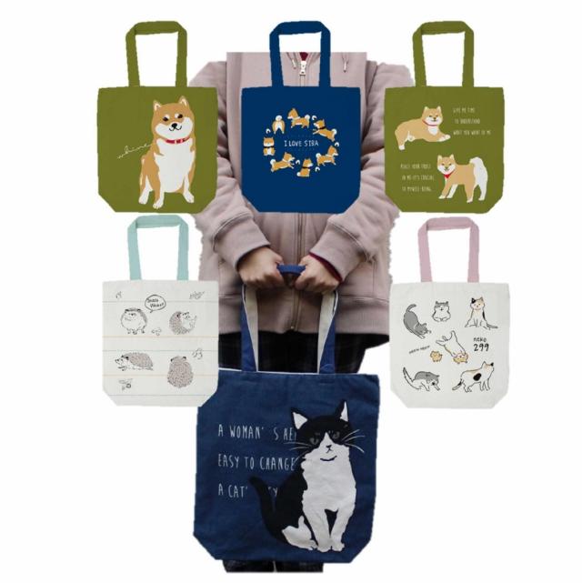 愛らしい動物たちのトートバッグ　レッスンバッグとしても最適