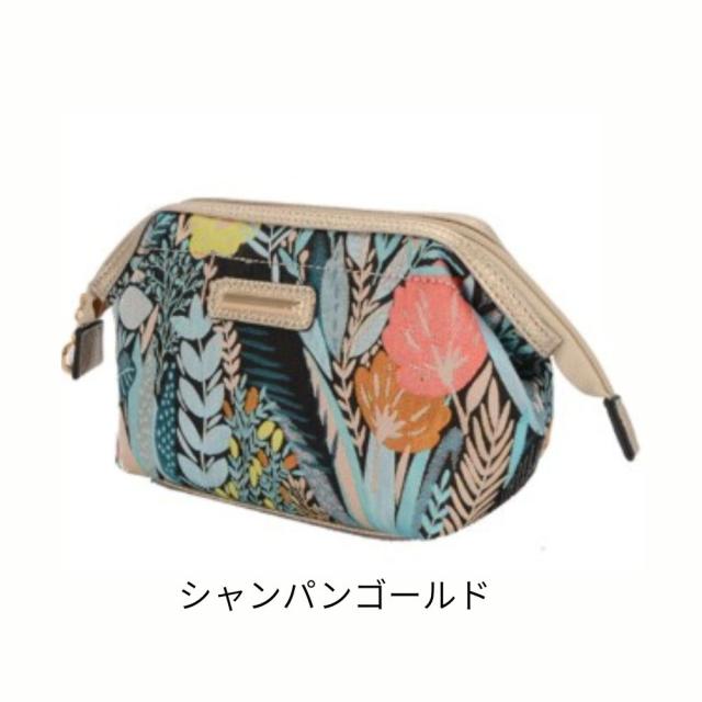  口金ボタニカル花柄ポーチがば〜っと開いて大人可愛いポーチ 