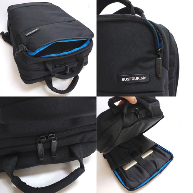 SUSFOUR 多機能 ビジネスリュック ビジネス リュック 仕事 PC収納付き スクエア型 リュック リュックサック スクエアリュック パソコン PC タブレット 通勤 通学 A4サイズOK スクエア タブレット収納 キャリーオン キャリーカート対応 メンズ ユニセックス スタイリッシュ クール かっこいい 杢調