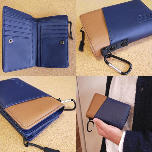 【メール便なら送料無料】L.R.M 財布 メンズ 二つ折り 折り財布 ブランド バイカラー カラビナ 男 レディース 女 ユニセックス 合皮 かっこいい おしゃれ 人気 ファスナー プチプラ