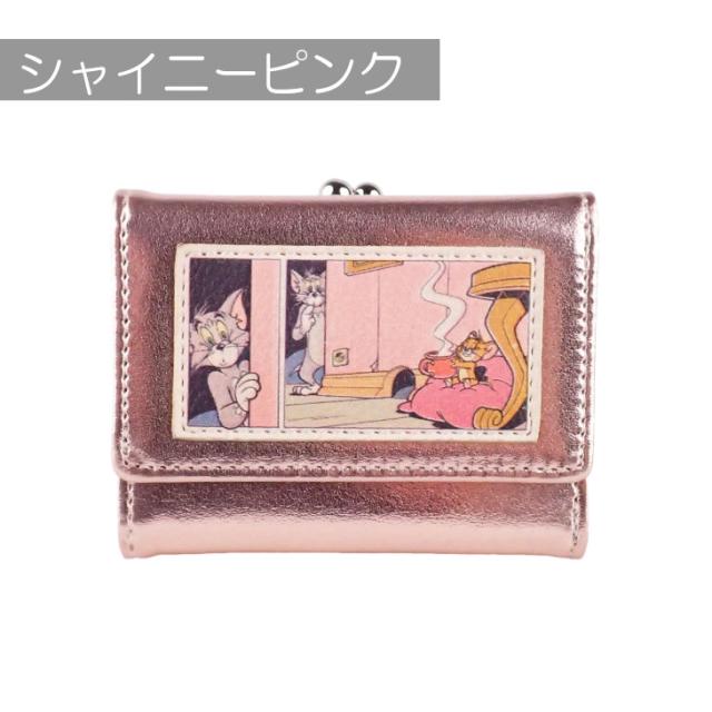 トムとジェリー 財布 コンパクト財布 ミニ財布 三つ折り財布 がま口財布 小銭入れ ミニコインケース ミニウォレット レディース トム＆ジェリー サイフ 手のひらサイズ かわいい 可愛い TOM&JERRY トムジェリ メタリック 久住カラー 送料無料