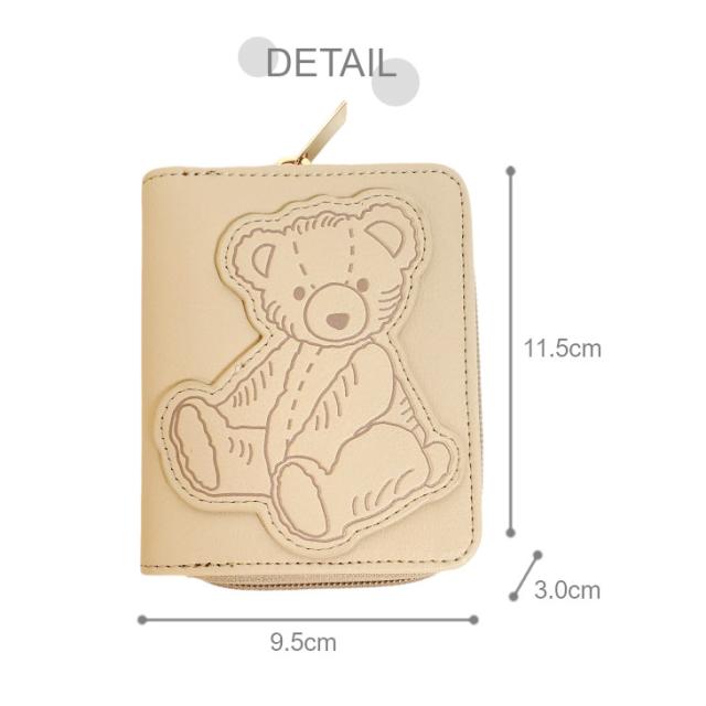 テディベア くま ダイカット うさぎ ダイカット財布 財布 折り財布 可愛い パスケース付き かわいい 二つ折り財布 レディース 合皮 アニマル アイボリー ピンク ベージュ ベア ラビット 仕切りあり 小銭入れ コンパクト