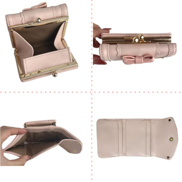 ラブリー ウォレット ハート ロリータ財布 リボン かわいい 姫系 レース ロリィタ 三つ折り財布 レース財布 ミニ財布 がま口財布 レディース  パーティー 結婚式 可愛い ロリィタアクセサリー 甘ロ ゴスロリ フェミニン ピンク