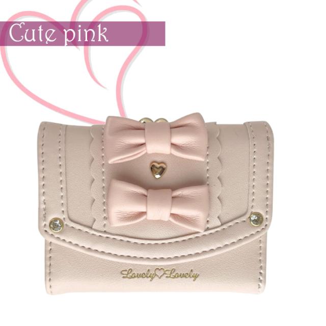ラブリー ウォレット ハート ロリータ財布 リボン かわいい 姫系 レース ロリィタ 三つ折り財布 レース財布 ミニ財布 がま口財布 レディース  パーティー 結婚式 可愛い ロリィタアクセサリー 甘ロ ゴスロリ フェミニン ピンク