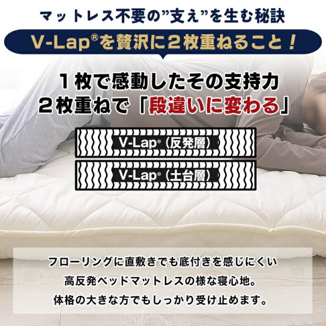 高反発敷布団 V-Lap 2枚重ね マットレス不要。直敷きでも底付きを感じにくい。