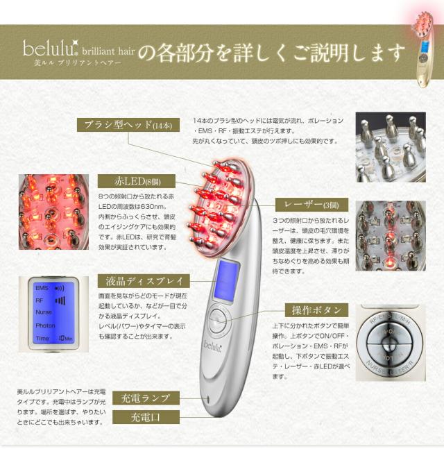 【ヘアサロン共同開発】多機能 スカルプケア マシン 美ルル ブリリアントヘアー【belulu brilliant hair】レーザー LED EMS ポレーション 温熱 育毛 美容機器 ヘアケア 発毛