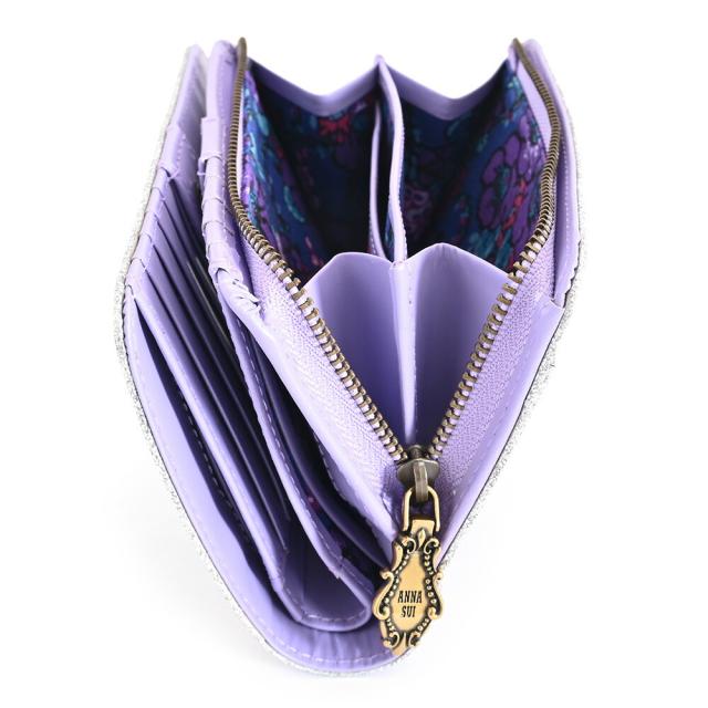 アナスイ フレームアーツ 財布 二つ折り財布 L字ファスナー 紫