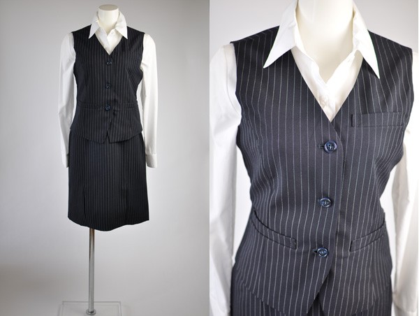 【爆売りセール開催中！】 事務服 制服 ベストスーツ 機能性抜群ベスト＋スカート事務用 ひざ丈スカート