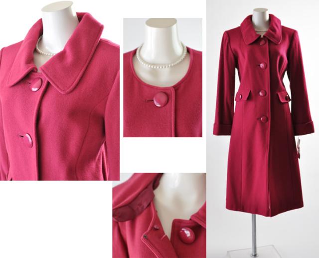 送料無料 15号 17号 19号 21号 23号 25号 27号 大きいサイズ 取り外せる襟 ウール混 ロング丈コート 419