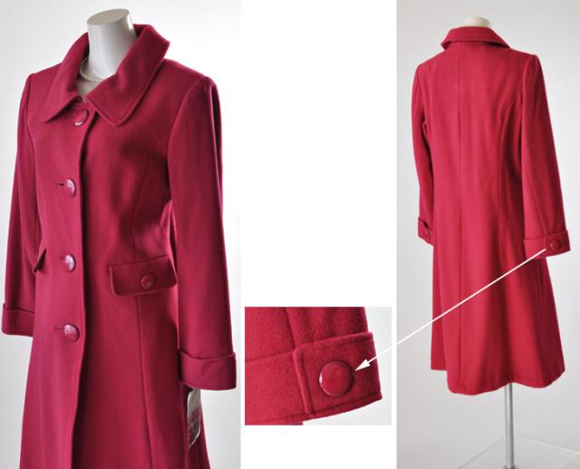 送料無料 15号 17号 19号 21号 23号 25号 27号 大きいサイズ 取り外せる襟 ウール混 ロング丈コート 419