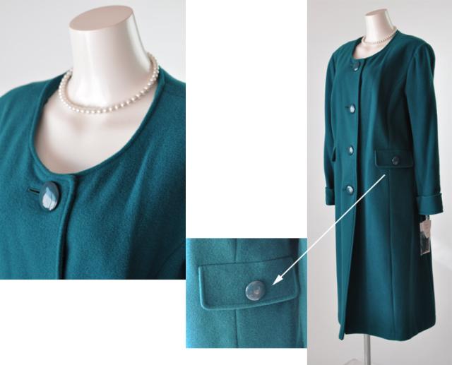 送料無料 15号 17号 19号 21号 23号 25号 27号 大きいサイズ 取り外せる襟 ウール混 ロング丈コート 419