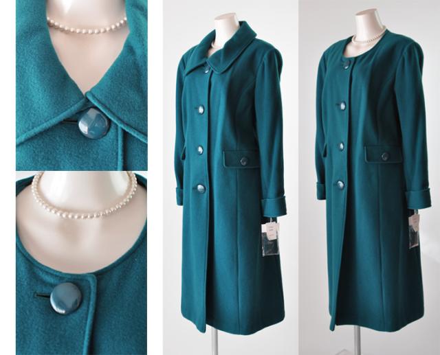 送料無料 15号 17号 19号 21号 23号 25号 27号 大きいサイズ 取り外せる襟 ウール混 ロング丈コート 419