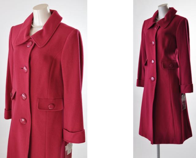 送料無料 15号 17号 19号 21号 23号 25号 27号 大きいサイズ 取り外せる襟 ウール混 ロング丈コート 419