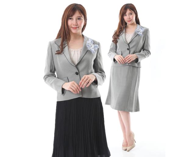 NEW YORKER スカートスーツ2 着　グレー&ホワイト　卒業式x入学式 Season Recommended Style 
