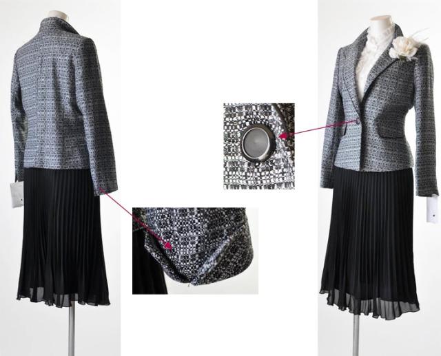 ツイード ジャケット セレモニースーツ 3点セット モノトーンツイード2スカートスーツ ウエストゴム入りスカート 襟パイピングジャケット 卒業式 入学式 5621 ツイード ジャケット セレモニースーツ 3点セット モノトーンツイード2