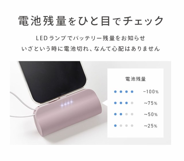 オシャモバ,モバイルバッテリー,大容量,ケーブル内蔵型,コネクター内蔵型,携帯充電器