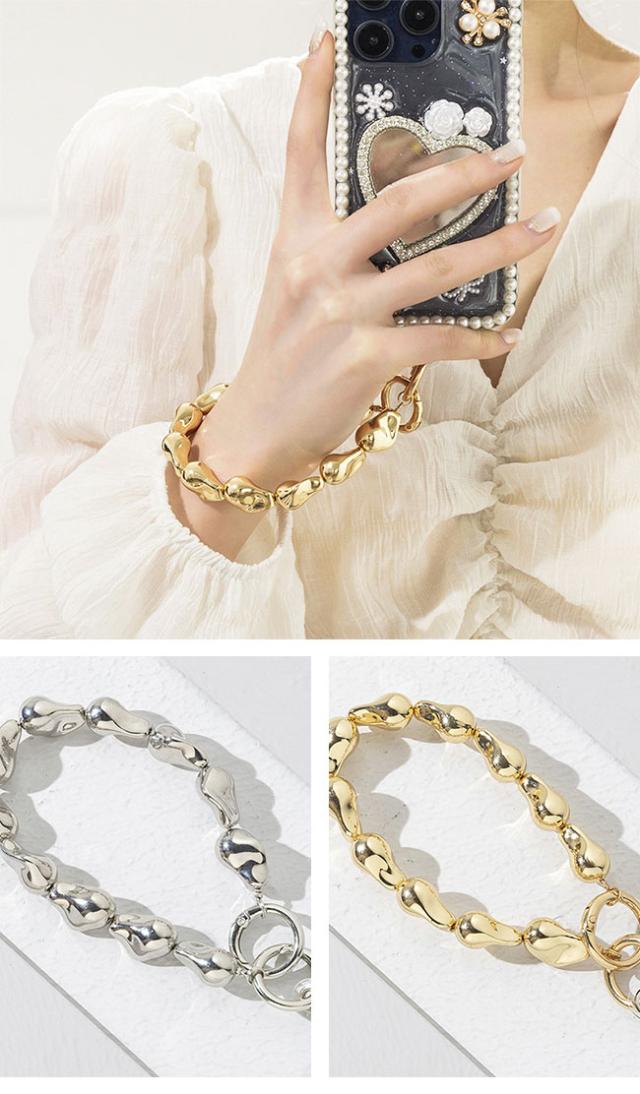 スマホストラップ,ビーズ,韓国,シルバー,ゴールド,バロックパール,ゴージャス,高見え,ブレスレット,かわいい,おしゃれ,落下防止,スマホ,ストラップ,手首,スマホハンドストラップ,挟むだけ,スマートフォン,リストストラップ