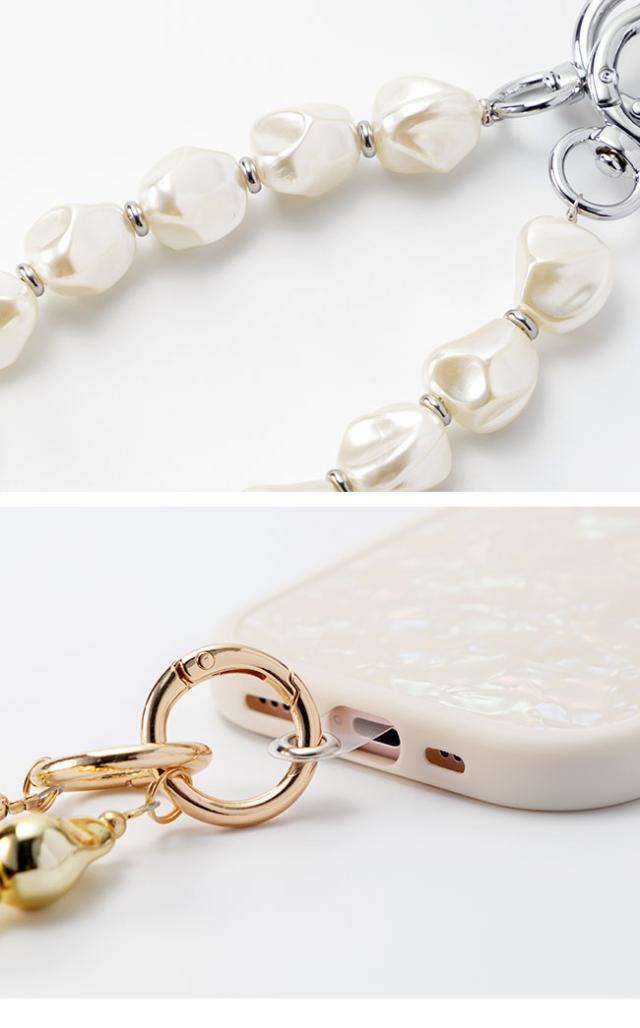 スマホストラップ,ビーズ,韓国,シルバー,ゴールド,バロックパール,ゴージャス,高見え,ブレスレット,かわいい,おしゃれ,落下防止,スマホ,ストラップ,手首,スマホハンドストラップ,挟むだけ,スマートフォン,リストストラップ