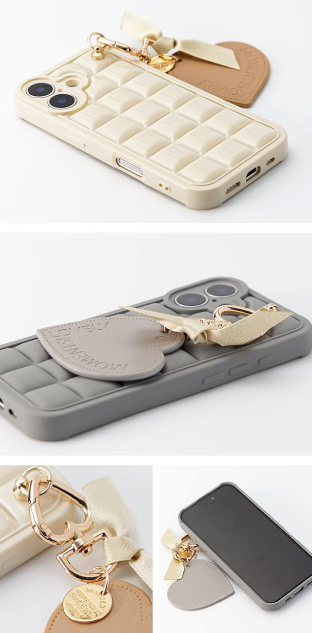 iphoneケース,韓国,ぷっくり,ぽこぽこ,ぷくぷく,3D,立体,キルティング,タイル,ハート,ストラップ,チャーム,かわいい,おしゃれ,シンプル,女子,シンプル,人気,トレンド,くすみカラー,淡色