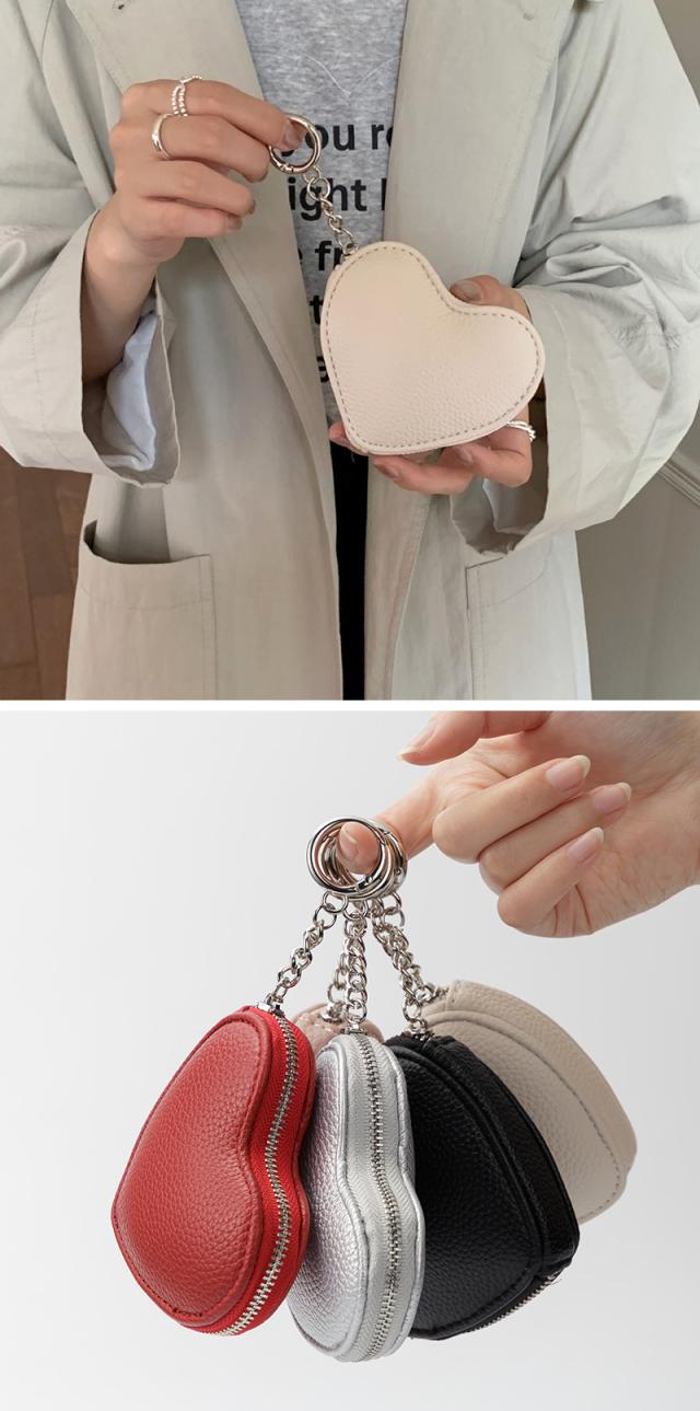 ハート型,ポーチ,コインケース,財布,ミニ財布,ミニウォレット,小物入れ,小銭入れ,薬入れ,かわいい,可愛い,大人,女子,レザー,カラビナ付き,おしゃれ