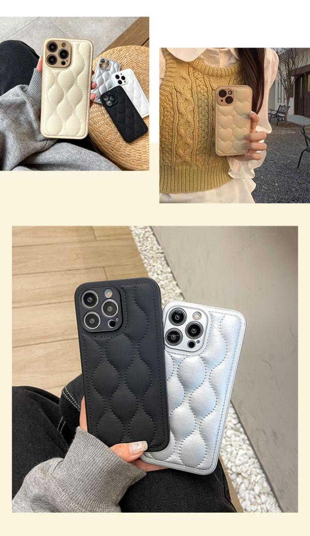 iphoneケース,キルティング,スマホケース,ハート,なみなみ,うねうね,レザー,淡色,韓国,かわいい,おしゃれ,シンプル,女子,シンプル,人気,トレンド,くすみカラー