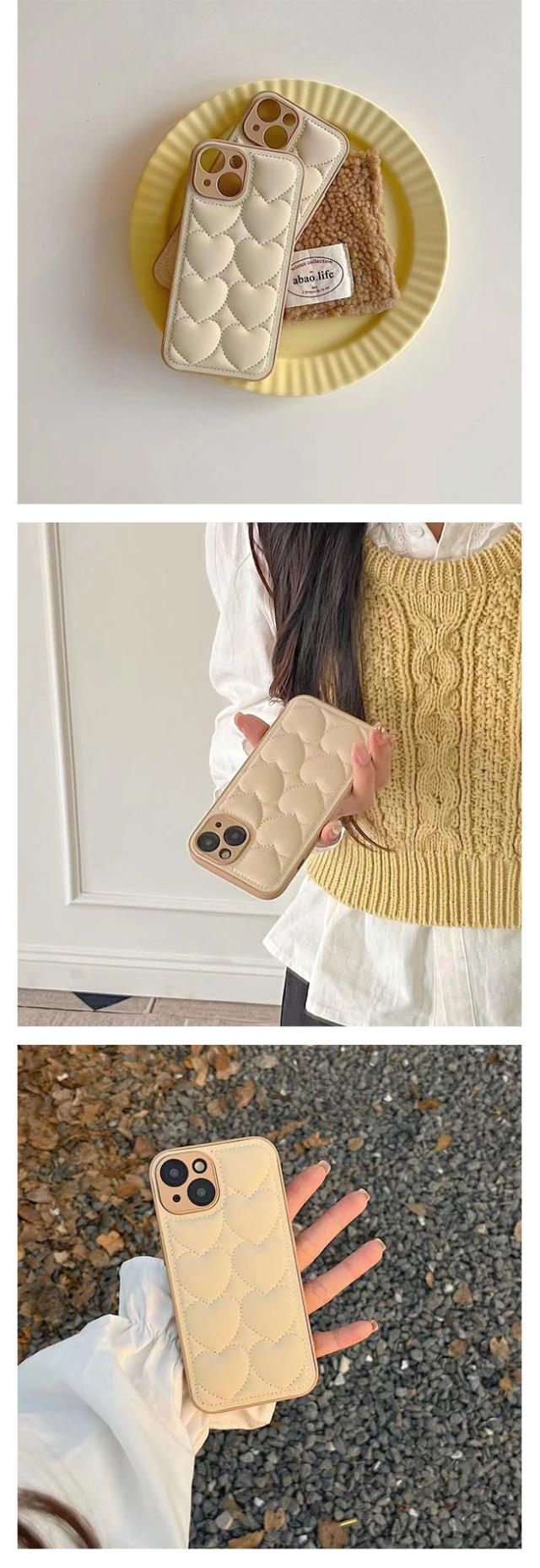 iphoneケース,キルティング,スマホケース,ハート,なみなみ,うねうね,レザー,淡色,韓国,かわいい,おしゃれ,シンプル,女子,シンプル,人気,トレンド,くすみカラー