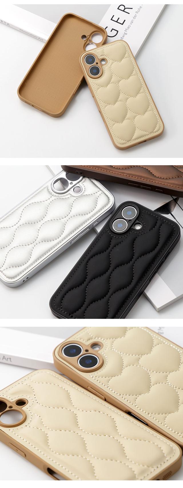 iphoneケース,キルティング,スマホケース,ハート,なみなみ,うねうね,レザー,淡色,韓国,かわいい,おしゃれ,シンプル,女子,シンプル,人気,トレンド,くすみカラー