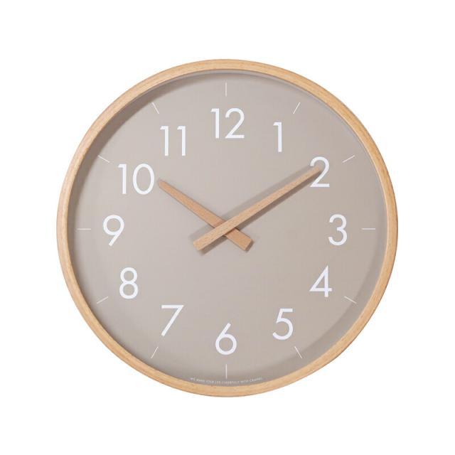 壁掛け時計 キャンパスウォールクロック Lサイズ グレー GRAY CAMPAS おしゃれ シンプル 可愛い 子供 アナログ 木製フレーム 読みやすい 見やすい 分かりやすい スイーブムーブメント