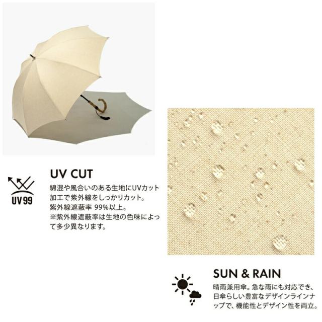 日傘 傘 かさ 晴雨兼用 晴雨兼用傘 折り畳み 折りたたみ ボタニカルプリント リネン風 天然素材 バンブーハンドル 紫外線遮蔽率99%以上 紫外線防止加工 アイボリー ネイビー