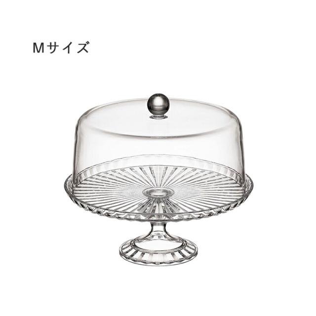 ケーキスタンド＆ドーム Ｍ 直径20cm 高さ19cm ガラス ガラスドーム 樹脂製 コンポート台 コンポート ケーキ台 デザートスタンド シンプル 北欧 アクセサリー ディスプレイ トレー トレイ ケーキスタンド