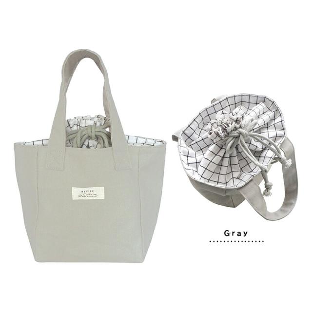 RECIPEレシピ保冷トートランチバッグ保冷おしゃれお弁当袋保冷バッグ巾着袋シンプル保冷ランチトート保温ランチサック撥水消臭抗菌デオドラントナチュラルベージュギンガムチェックキッズ子供レディース保冷剤