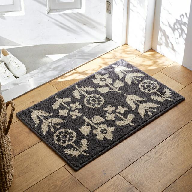 shesay北欧テイストの玄関マット45×70cm花が咲き誇る鳥の羽ばたくマットキッチンマットキッチン台所インテリア北欧室内ラグ滑り止め付き洗えるウォッシャブル洗濯日本製花鳥インテリアおしゃれシンプルアクセントマット