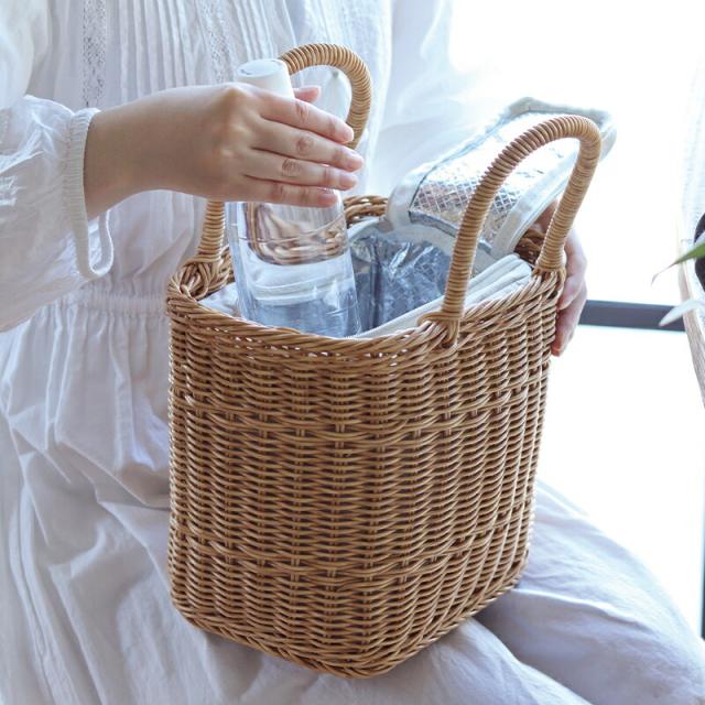 ユティルピクニッククーラーバッグ保冷バッグクーラーバッグ保冷バスケットランチバッグ飲み物お弁当かご籠バッグナチュラルかご編みピクニック保冷バッグcreerクレエかごバッグメルカドバッグ籠バッグカゴバッグ