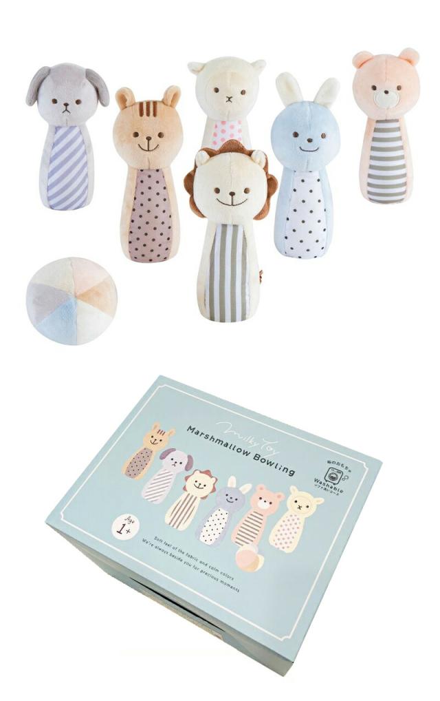 おもちゃ ボウリング ボーリング ぬいぐるみ ラトル Marshmallow Bowling マシュマロ ボウリング ミルキートイ Milky toy 出産祝い 布製 ソフト 柔らかい やわらかい 洗える GENI エドインター