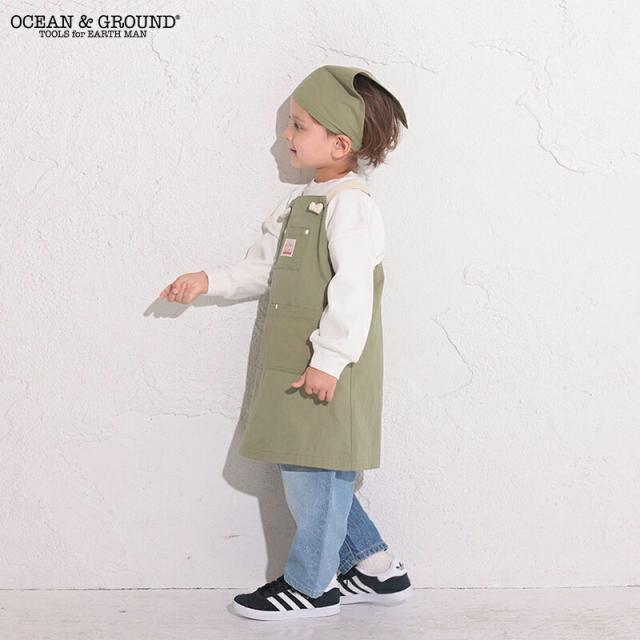 OCEAN＆GROUND エプロン キッズ  子ども 子供 学校 S M L  100 110 120 130 140 150 160 男の子 女の子 三角巾 調理実習 オーシャンアンドグラウンド  ジュニア 可愛い 無地 おしゃれ 保育園 幼稚園 小学生 中学生 小学校 中学校 がっこう