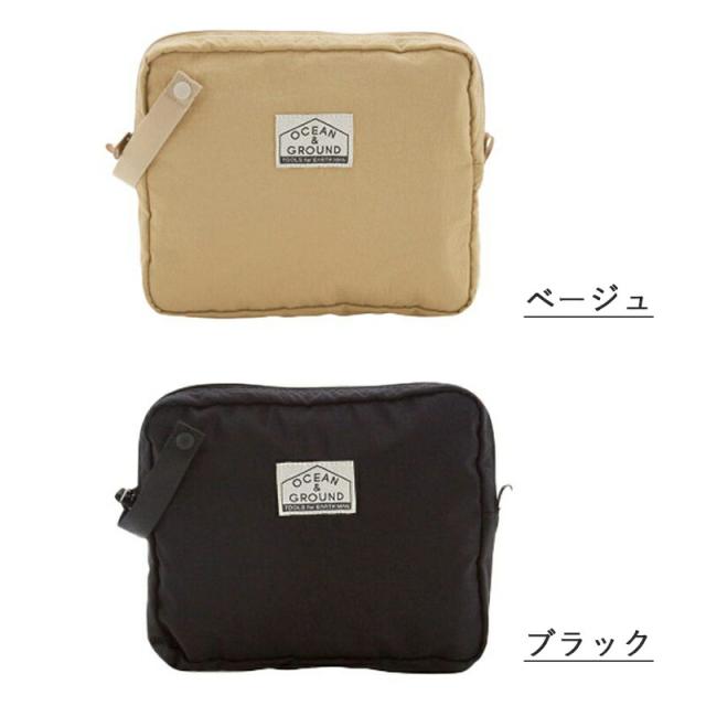 OCEAN＆GROUND オーシャンアンドグラウンド ストラップ付き 撥水 オムツポーチ クラッチポーチ トラベルポーチ インナーバッグ コスメポーチ マルチポーチ 小物入れ 仕切り ポケット付き 収納 パパ ママ ベビーカー取り付け 無地 おしゃれ くすみカラー 撥水加工 防水