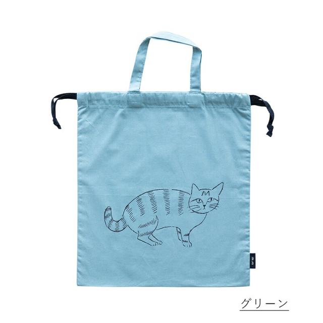 松尾ミユキ巾着袋猫巾着袋ポーチドローストリングバッグ小物入れ収納袋コスメポーチねこcatネコ北欧