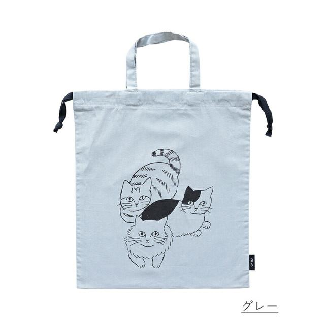 松尾ミユキ巾着袋猫巾着袋ポーチドローストリングバッグ小物入れ収納袋コスメポーチねこcatネコ北欧