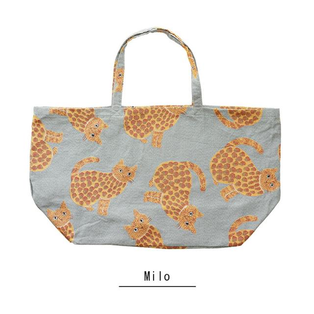 松尾ミユキマーケットバッグ花柄エコバッグトートバッグトートショッピングバッグ猫花柄北欧マザーズバッグママバッグマチ広ポケット付き内ポケット