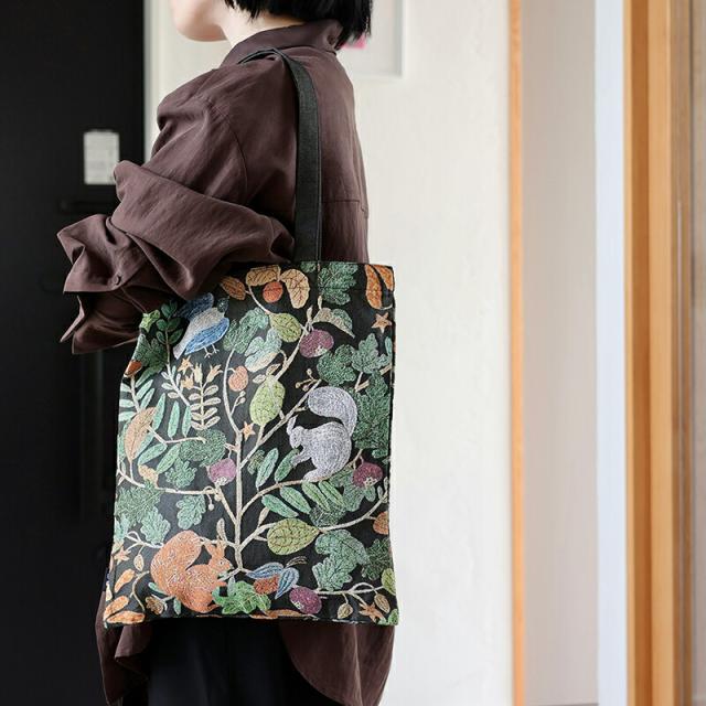 松尾ミユキ レクタングルト松尾ミユキ レクタングルトート トートバッグ トート バッグ 肩掛け 大きめ A4 鳥 bird 花柄 うさぎ りす 植物 北欧 おしゃれ 手提げ 手さげバッグ かばん カバン プレゼント ギフト 母の日 かわいい オシャレ 作家 誕生日
