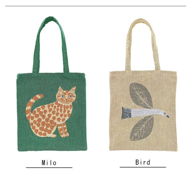 松尾ミユキレクタングルトートトートバッグトートバッグ肩掛けA4ねこりすリス動物柄鳥うさぎウサギ北欧猫おしゃれジャガード