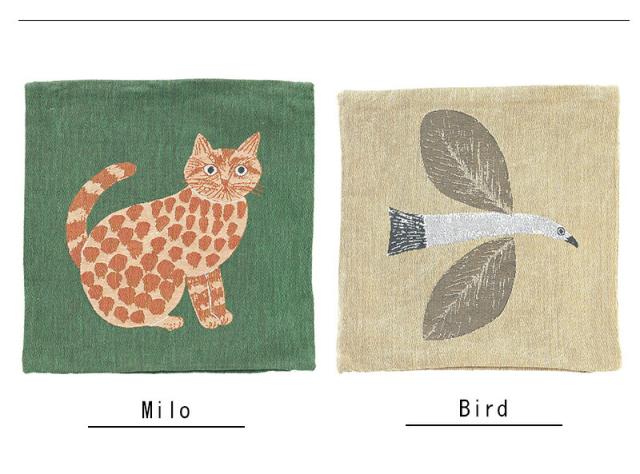 松尾ミユキ クッションカバー クッション 動物 アニマル 猫 cat リス 鳥 bird バード 北欧 ゴブラン織
