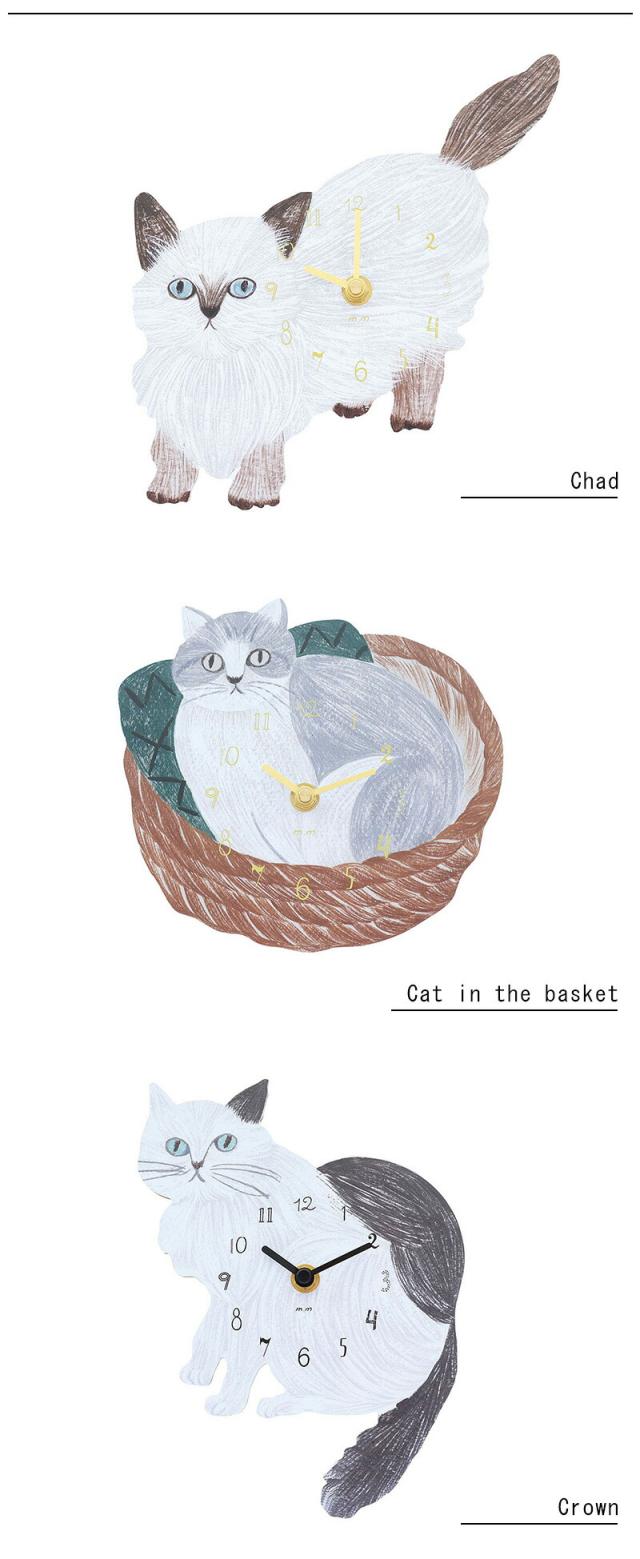 松尾ミユキ ダイカットクロック ウォールクロック 掛け時計 壁 壁掛け 猫 ねこ ネコ 時計 時計 子供 子供部屋 北欧 おしゃれ シンプル ナチュラル 軽量 キッズ