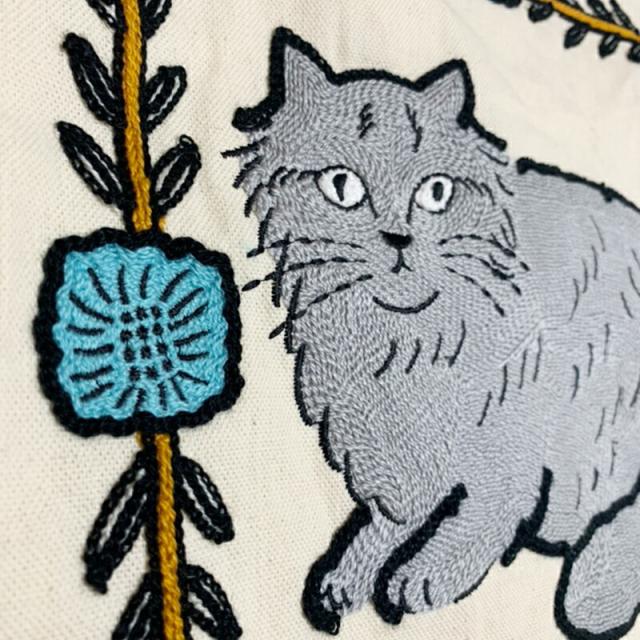 松尾ミユキ 肩掛け A5 トートバッグ トート バッグ  小さい ねこ  花柄  植物 鳥 北欧 猫  刺繍 エンブロイダリートートバッグ おしゃれ プレゼント ギフト 母の日 かわいい オシャレ 作家 誕生日