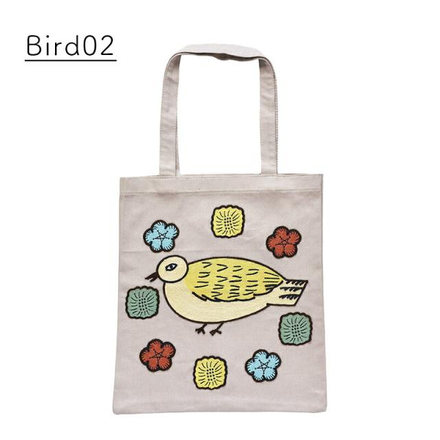 松尾ミユキ 肩掛け A5 トートバッグ トート バッグ  小さい ねこ  花柄  植物 鳥 北欧 猫  刺繍 エンブロイダリートートバッグ おしゃれ プレゼント ギフト 母の日 かわいい オシャレ 作家 誕生日