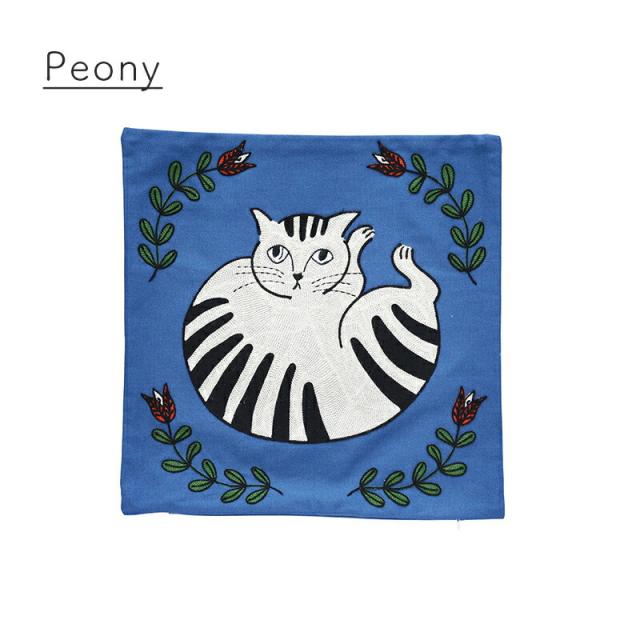 松尾ミユキ クッションカバー カバー 45cm ねこ  花柄  植物 鳥 北欧 猫  刺繍 インテリア おしゃれ プレゼント ギフト 母の日 かわいい オシャレ 作家 誕生日